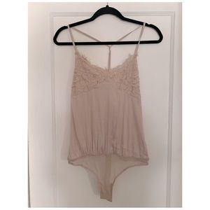 Free People Sweetie Pie cream/pink lace bodysuit